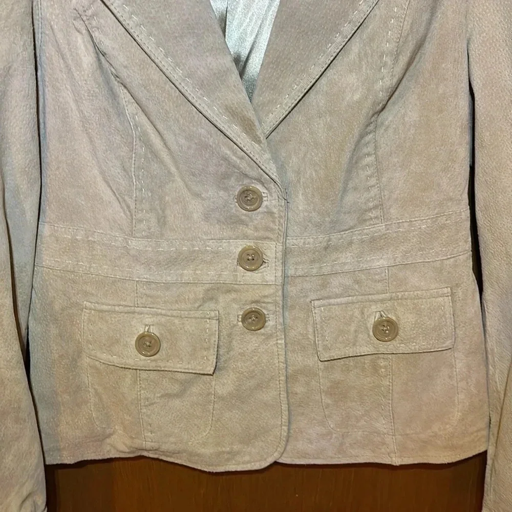 Madison Tan Suede Leather jacket Women’s 10 Stitch detail